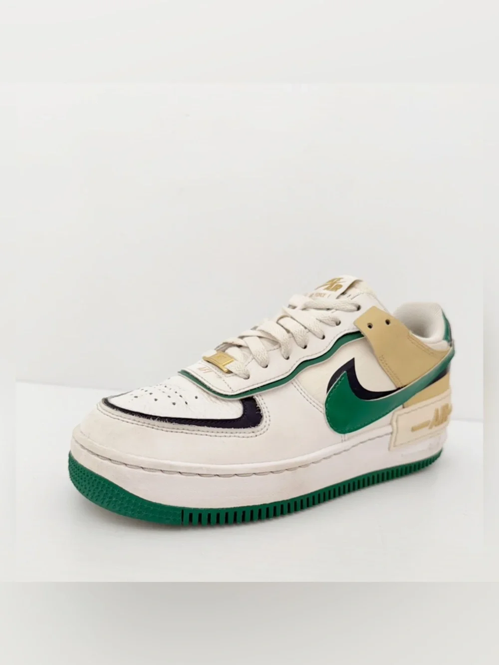 Nike Air Force 1 Shadow Women's Sneakers - White/Malachite/Sesame - 8